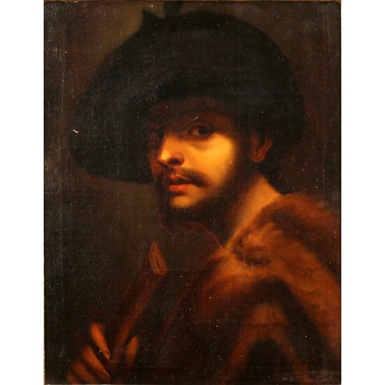 SCUOLA FRANCESE DEL SECOLO XIX "Giovane con cappello"-19th CENTURY FRENCH SCHOOL "Young man with hat"...