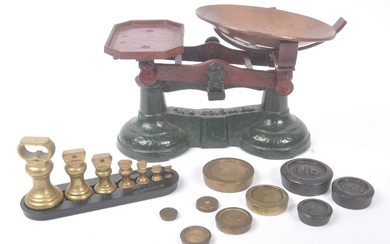 SET OF EARLY 20TH CENTURY CAST IRON WEIGHING SCALES