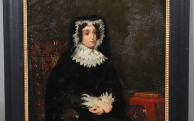 SIR FRANCIS GRANT PRA (1803-1878). Follower of. PORTRAIT OF ELIZABETH LOCKHART, NEE GIBSON (1763-1821).