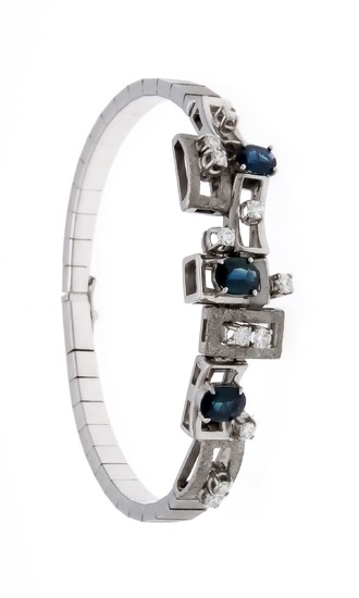 Sapphire-brilliant bracelet WG 750/000 with 3 oval faceted...