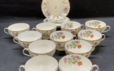 Set 15 Victoria Porcelain Teacups & Saucers