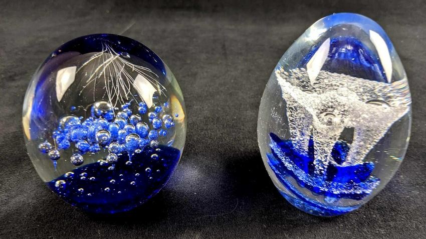 Set Of Two Glass Paperweights