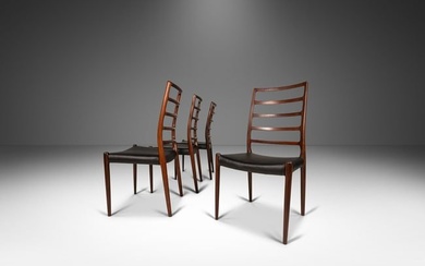 Set of Four (4) Niels Moller Model No. 82 Side Chairs in Rosewood & Leather for J.L. Mollers