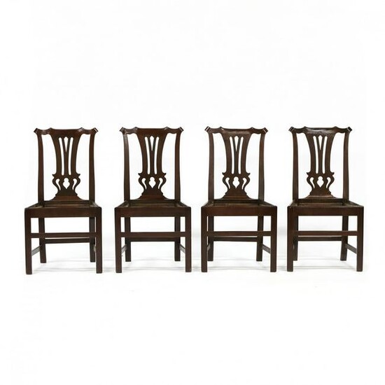 Set of Four English Chippendale Mahogany Side Chairs
