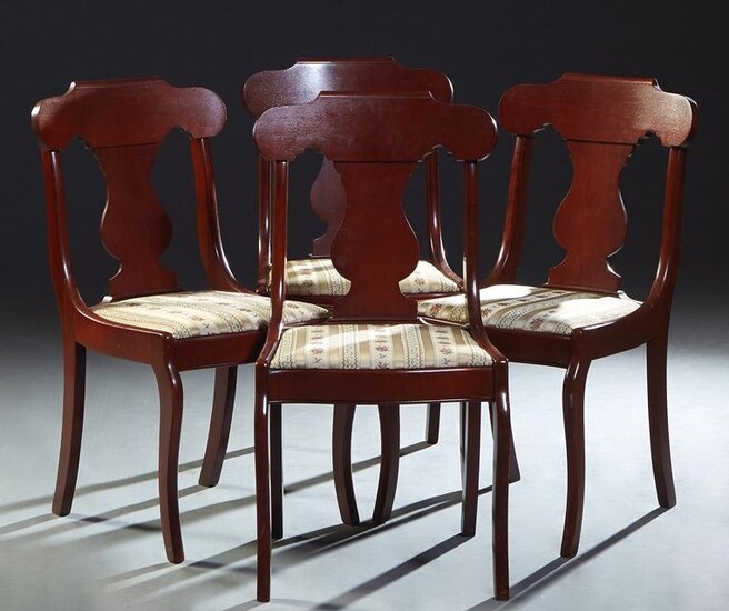 Set of Four Seignouret Style Carved Mahogany Side Chair