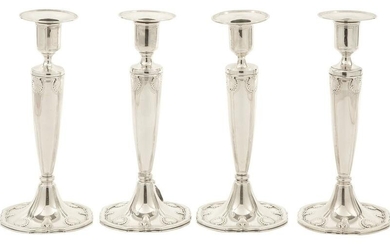 Set of Four Tiffany & Co. Sterling Silver Candlesticks