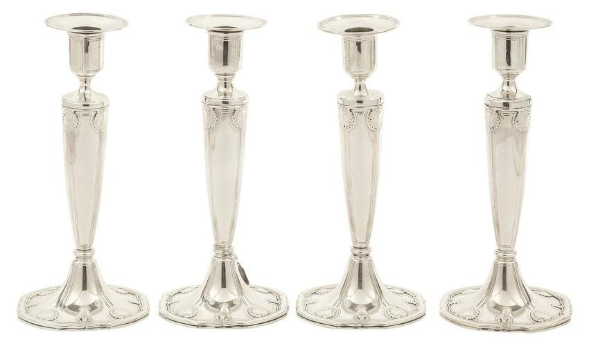 Set of Four Tiffany & Co. Sterling Silver Candlesticks