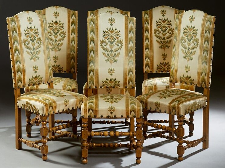 Set of Six Louis XIII Style Carved Walnut Dining