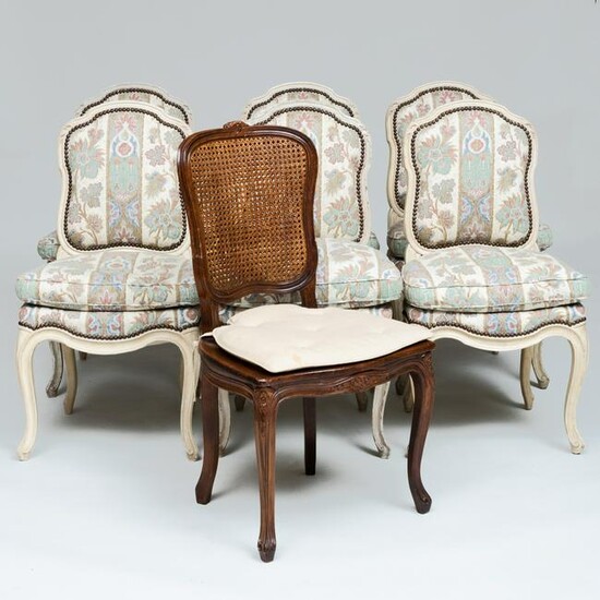 Set of Six Louis XV Style Cream Painted Dining Chairs