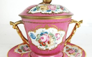 Sevres-Style Porcelain Coupe on Saucer
