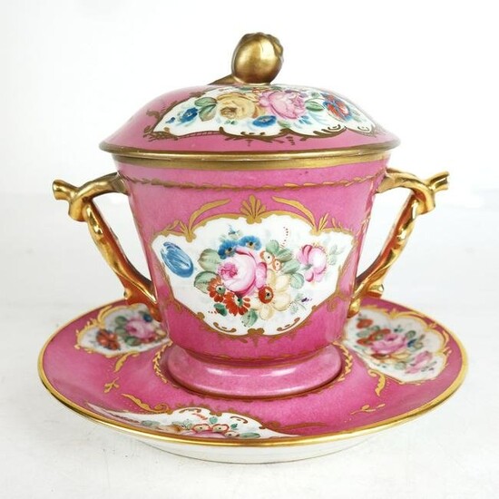 Sevres-Style Porcelain Coupe on Saucer