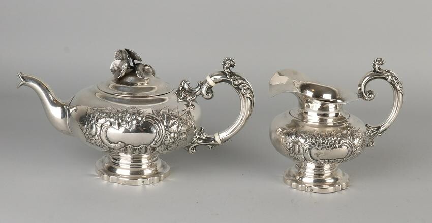 Silver tea milk jug, 833/000, convex model, beautifully