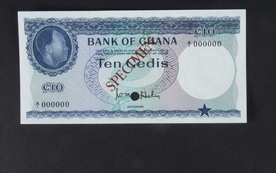Specimen Bank Note: Bank of Ghana specimen 10 Cedis