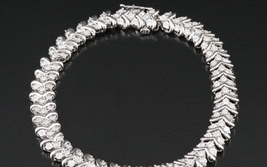 Sterling 1.02 CTW Diamond Chevron Link Bracelet