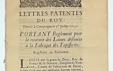 TAPISSERIES. “Lettres-Patentes du Roy, données... - Lot 88 - Vermot et Associés