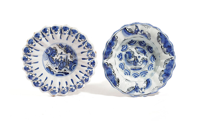 TWO DELFT POTTERY LOBED DISHES
