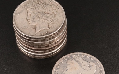 Ten Morgan and Peace Silver Dollars, Including 1899-O