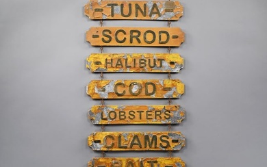 Ten-Piece Painted Metal Fish Market Sign