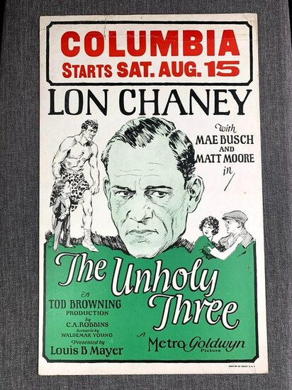 The Unholy Three - Lon Chaney (1925) US Window Card