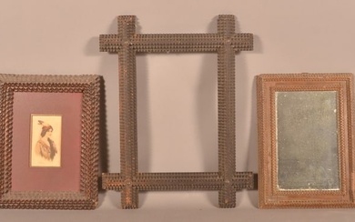 Three Antique Tramp Art Frames.