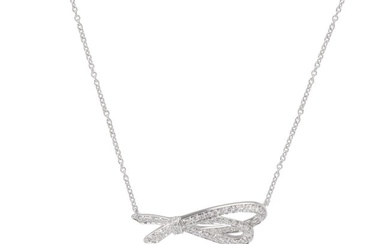 Tiffany & Co. Diamond Bow pendant in 18k white gold 0.37 ctw