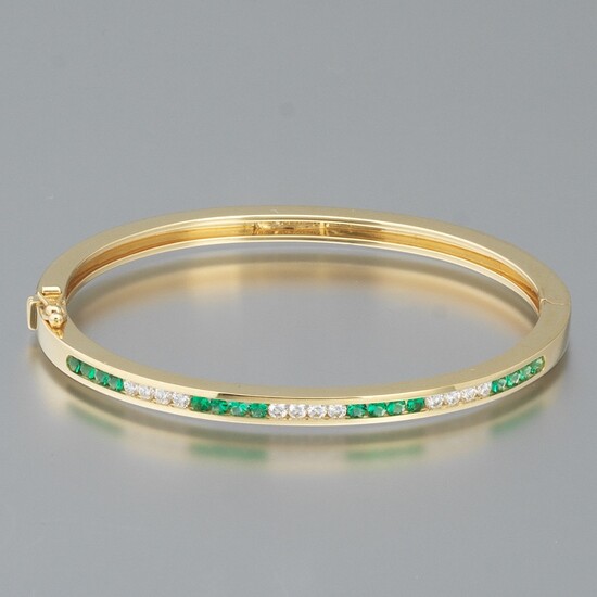 Tiffany & Co Diamond and Emerald Bangle Bracelet