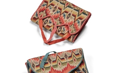 Two American Flame Stitch Needlework Pocketbooks, Elizabeth Rhoads (1745-1821), Chester County, Pennsylvania, Mid-18th Century