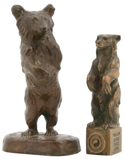 Two Patinated Bronze Bear Sculptures