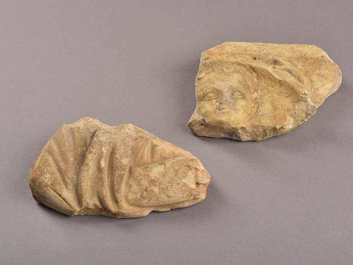 Two Roman Marble Fragments (Ancient Roman Art)