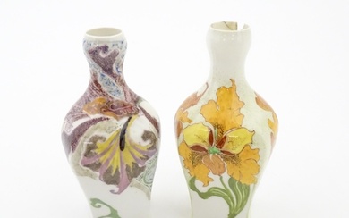 Two Rozenburg eggshell porcelain vases, one decorated with p...