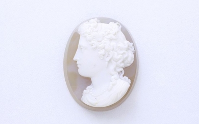 Two-layer agate cameo depicting the left profile of...