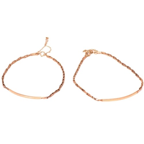 Two matching 9ct gold bar bracelets, each consists of a curv...