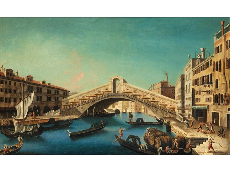 Venezianischer Maler des ausgehenden 18. Jahrhunderts, Die Rialtobrücke von Süden