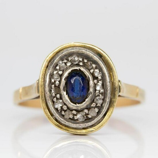 Victorian 18k gold and Silver Sapphire and Diamond Ring
