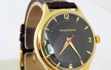 Vintage Solid 18k JAEGER-LeCOULTRE Automatic Watch Cal 481 Black Dial* EXLNT