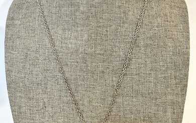 Vintage Sterling Silver Malachite pendant Necklace sz 29"