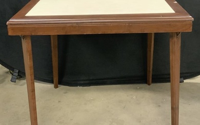 Vintage Wood & Leather Style Folding Table