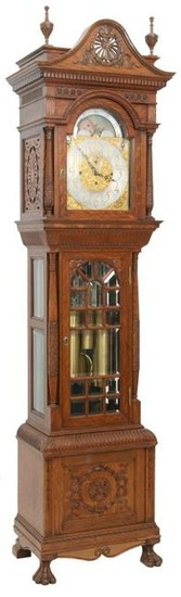 Walter Durfee 9 Tube Oak Grandfather Clock