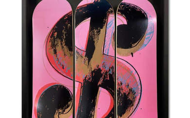 Warhol "Dollar Sign Pink, 1981" Custom Framed Skateboard Triptych