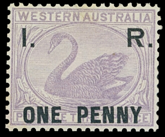 Western Australia Revenue Stamps Internal Revenue 1882 Overprinted "I. R." 1d. lilac, unused wi...