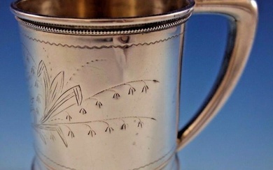 Whiting Sterling Silver Baby Child's Cup Mug w/ Bleeding Hearts J Dated 1875