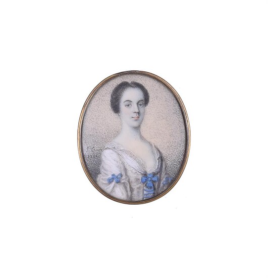 Y J. Lacon (British fl.1740-1760), A lady, wearing décolleté white dress