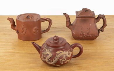 Yixing teapot and two others Chinese, 19th/20th Century including a...