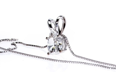 0.77 Ct D-E/VS2 Pear Brilliant Diamond Ring - 14 kt. White gold - Necklace with pendant - Clarity enhanced Diamond