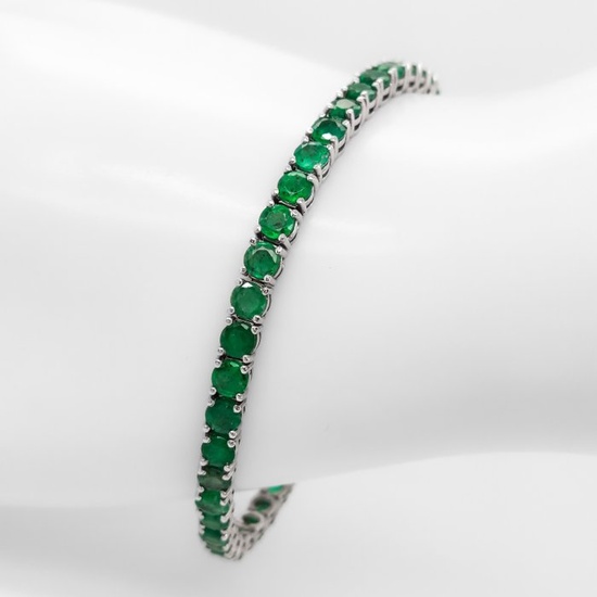 10.40ct Emerald Bracelet - 14 kt. White gold - Bracelet
