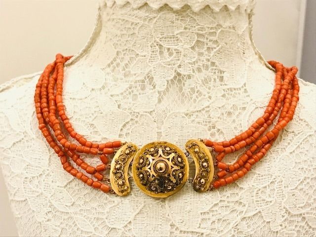 14 kt. Gold - Necklace Blood coral