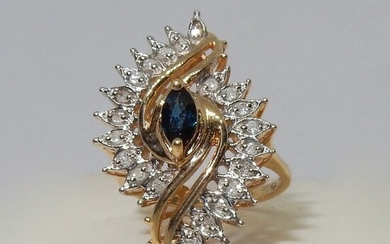 14 kt. Gold, Yellow gold - Ring Sapphire - Diamonds