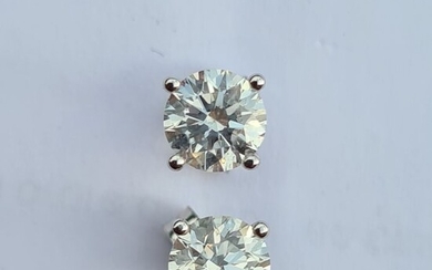 14 kt. White gold - Earrings - 1.44 ct Diamond