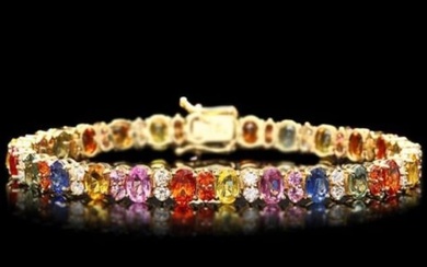 14K Gold 17.81ct Sapphire 1.86ct Diamond Bracelet