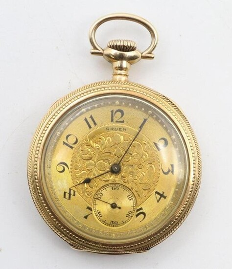 14KY Gold Gruen Pocket Watch